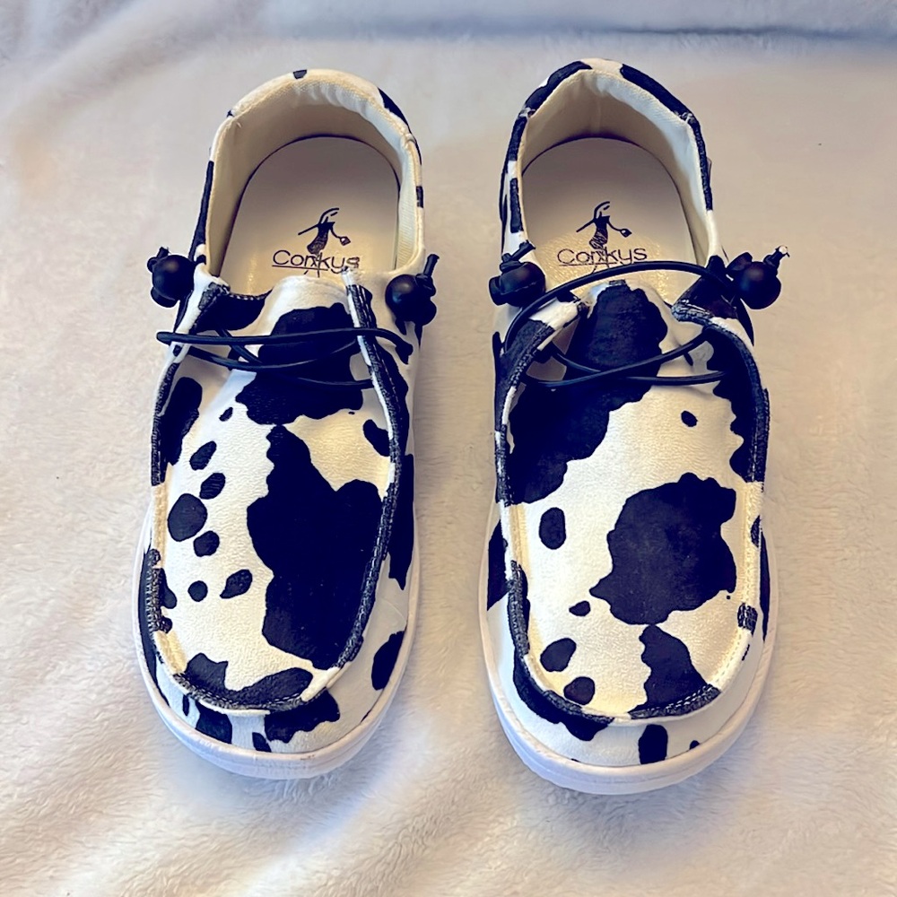 New cow print Corkys